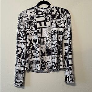 Graphic Black and White Women's Top